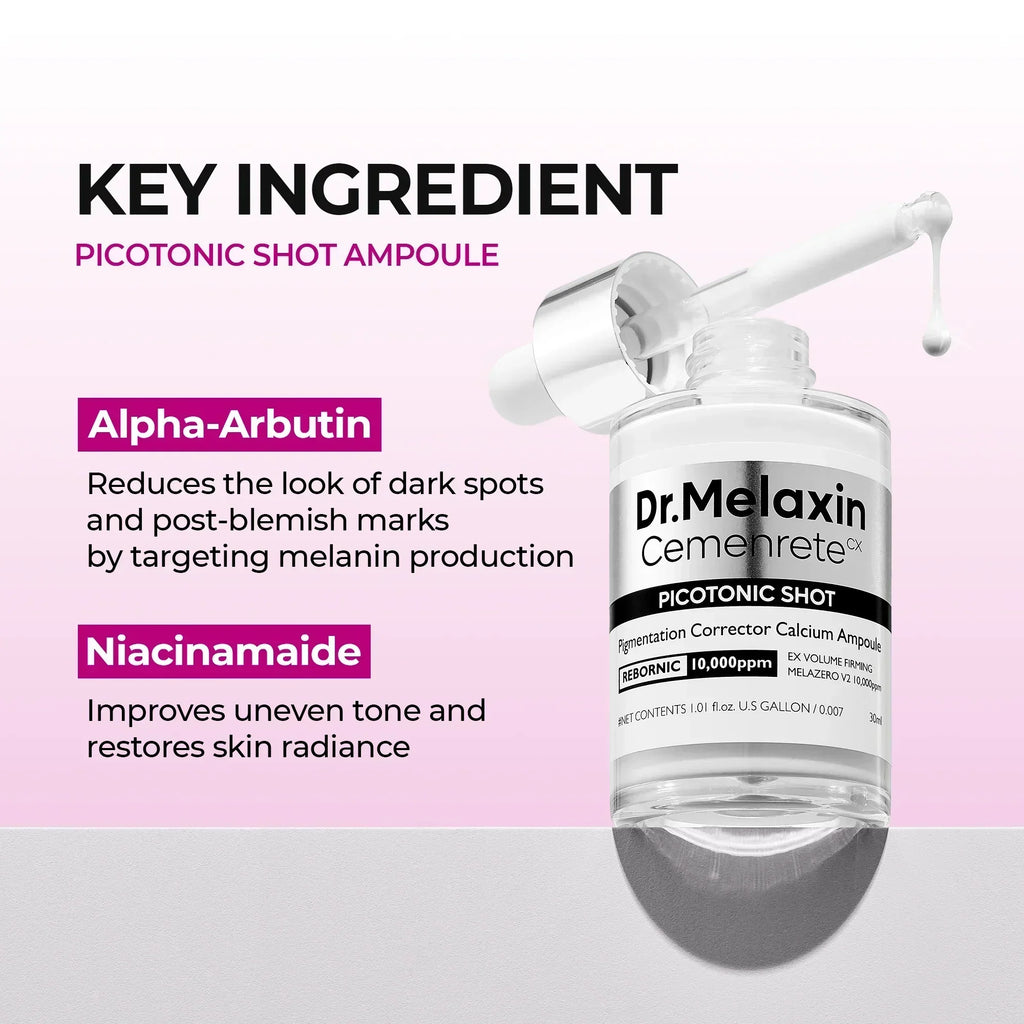 Picotonic Shot key ingredients — Alpha-Arbutin and Niacinamide